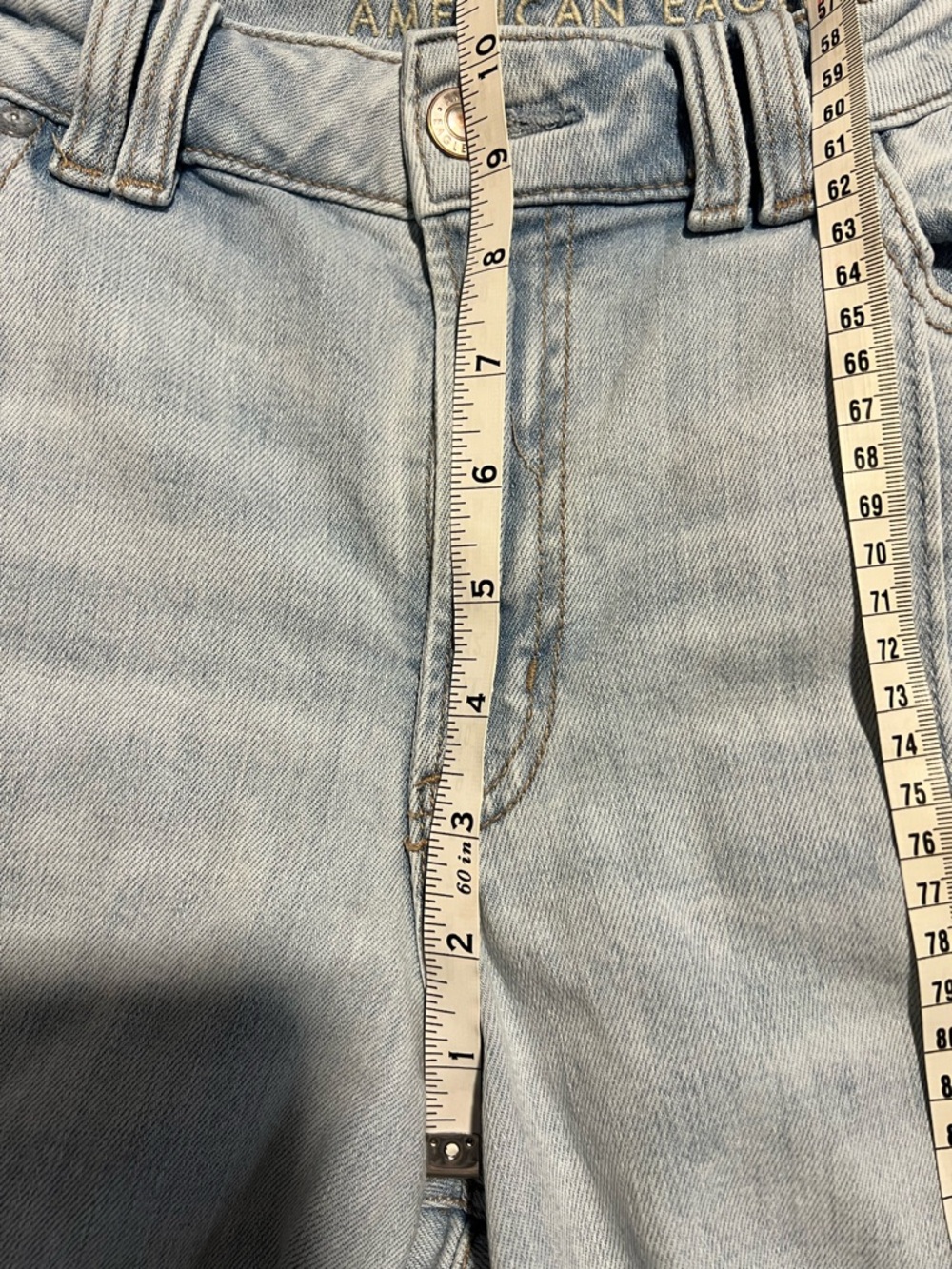 American Eagle Wide Leg Baggy Low Rise Light Wash Jeans - Picture 8 of 9